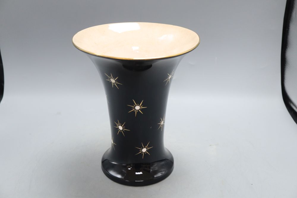 A black Sylvac Collon Stars vase, c.1920, height 24cm
